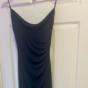 NAVY BLUE DRESS - PROM DRESS- WEDDING GUEST DRESS lace in the back